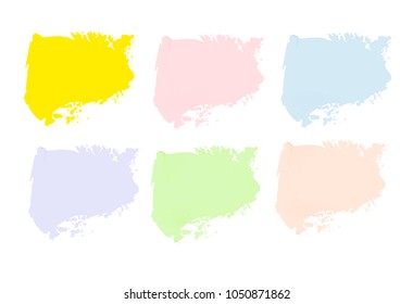 Vector colorful paint smear stroke stain set. Abstract textured art illustration. Acrylic Texture Paint Stain Illustration. Hand drawn brush strokes vector elements. Spring and summer colors.