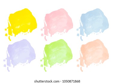Vector colorful paint smear stroke stain set. Abstract textured art illustration. Acrylic Texture Paint Stain Illustration. Hand drawn brush strokes vector elements. Spring and summer colors.