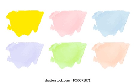 Vector colorful paint smear stroke stain set. Abstract textured art illustration. Acrylic Texture Paint Stain Illustration. Hand drawn brush strokes vector elements. Spring and summer colors.