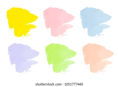 Vector colorful paint smear stroke stain set. Abstract textured art illustration. Acrylic Texture Paint Stain Illustration. Hand drawn brush strokes vector elements. Spring and summer colors.