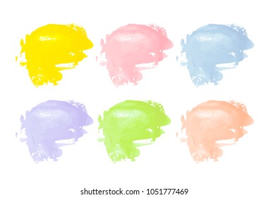 Vector colorful paint smear stroke stain set. Abstract textured art illustration. Acrylic Texture Paint Stain Illustration. Hand drawn brush strokes vector elements. Spring and summer colors.