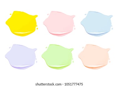 Vector colorful paint smear stroke stain set. Abstract textured art illustration. Acrylic Texture Paint Stain Illustration. Hand drawn brush strokes vector elements. Spring and summer colors.
