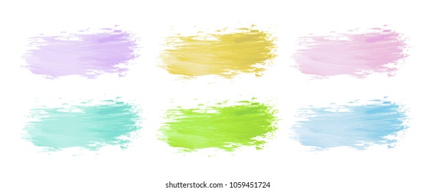 Vector colorful paint smear stroke stain set. Abstract textured art illustration. Acrylic Texture Paint Stain Illustration. Hand drawn brush strokes vector elements. Spring and summer colors.