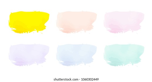 Vector colorful paint smear stroke stain set. Abstract textured art illustration. Acrylic Texture Paint Stain Illustration. Hand drawn brush strokes vector elements. Spring and summer colors.
