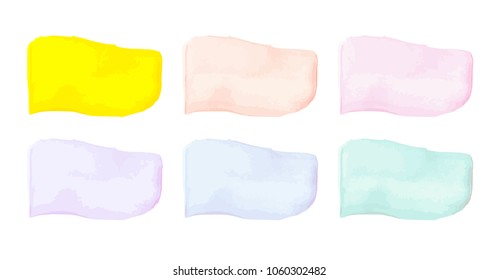 Vector colorful paint smear stroke stain set. Abstract textured art illustration. Acrylic Texture Paint Stain Illustration. Hand drawn brush strokes vector elements. Spring and summer colors.