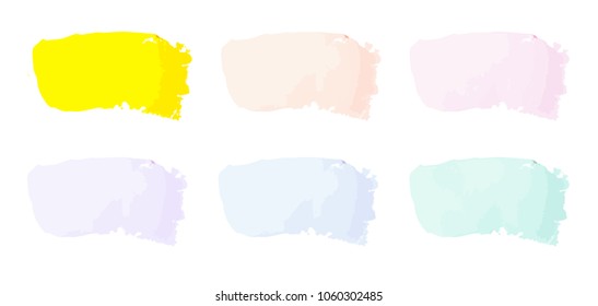Vector colorful paint smear stroke stain set. Abstract textured art illustration. Acrylic Texture Paint Stain Illustration. Hand drawn brush strokes vector elements. Spring and summer colors.