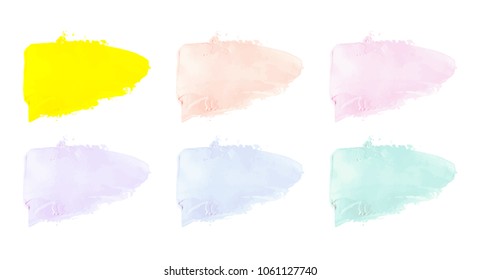 Vector colorful paint smear stroke stain set. Abstract textured art illustration. Acrylic Texture Paint Stain Illustration. Hand drawn brush strokes vector elements. Spring and summer colors.