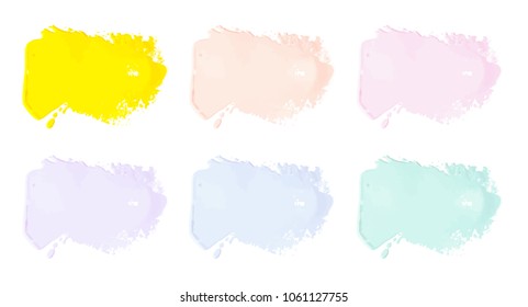 Vector colorful paint smear stroke stain set. Abstract textured art illustration. Acrylic Texture Paint Stain Illustration. Hand drawn brush strokes vector elements. Spring and summer colors.
