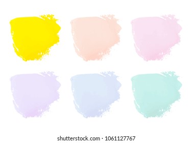 Vector colorful paint smear stroke stain set. Abstract textured art illustration. Acrylic Texture Paint Stain Illustration. Hand drawn brush strokes vector elements. Spring and summer colors.
