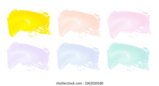 Vector colorful paint smear stroke stain set. Abstract textured art illustration. Acrylic Texture Paint Stain Illustration. Hand drawn brush strokes vector elements. Spring and summer colors.