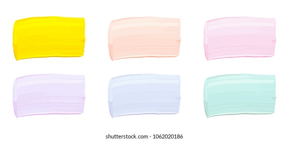 Vector colorful paint smear stroke stain set. Abstract textured art illustration. Acrylic Texture Paint Stain Illustration. Hand drawn brush strokes vector elements. Spring and summer colors.