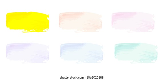 Vector colorful paint smear stroke stain set. Abstract textured art illustration. Acrylic Texture Paint Stain Illustration. Hand drawn brush strokes vector elements. Spring and summer colors.