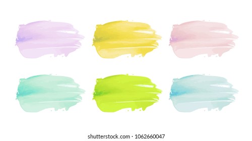 Vector colorful paint smear stroke stain set. Abstract textured art illustration. Acrylic Texture Paint Stain Illustration. Hand drawn brush strokes vector elements. Spring and summer colors.