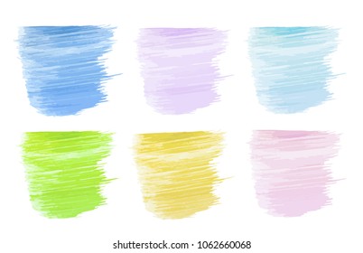 Vector colorful paint smear stroke stain set. Abstract textured art illustration. Acrylic Texture Paint Stain Illustration. Hand drawn brush strokes vector elements. Spring and summer colors.