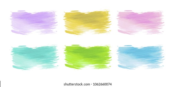 Vector colorful paint smear stroke stain set. Abstract textured art illustration. Acrylic Texture Paint Stain Illustration. Hand drawn brush strokes vector elements. Spring and summer colors.