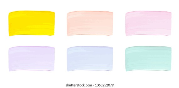 Vector colorful paint smear stroke stain set. Abstract textured art illustration. Acrylic Texture Paint Stain Illustration. Hand drawn brush strokes vector elements. Spring and summer colors.