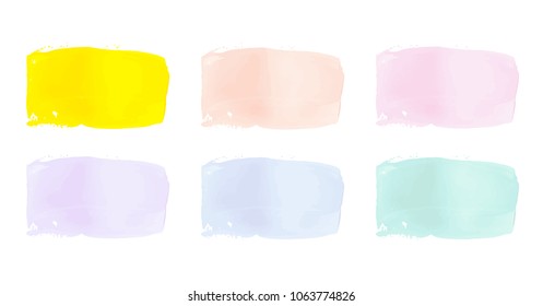 Vector colorful paint smear stroke stain set. Abstract textured art illustration. Acrylic Texture Paint Stain Illustration. Hand drawn brush strokes vector elements. Spring and summer colors.