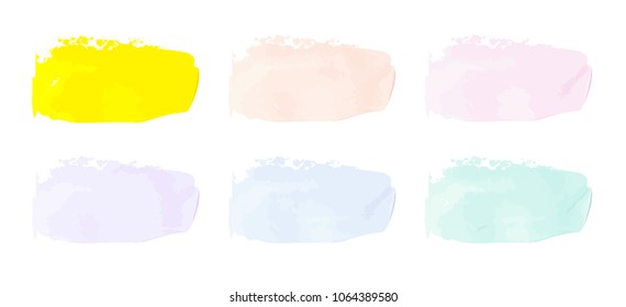 Vector colorful paint smear stroke stain set. Abstract textured art illustration. Acrylic Texture Paint Stain Illustration. Hand drawn brush strokes vector elements. Spring and summer colors.