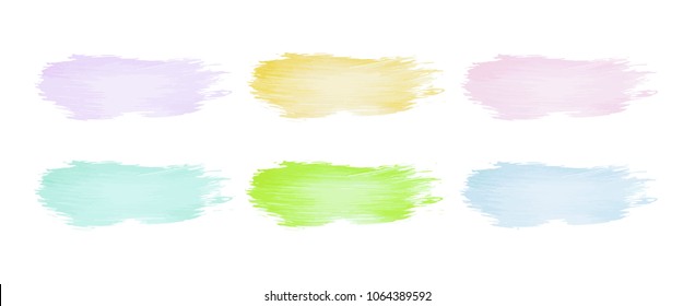 Vector colorful paint smear stroke stain set. Abstract textured art illustration. Acrylic Texture Paint Stain Illustration. Hand drawn brush strokes vector elements. Spring and summer colors.