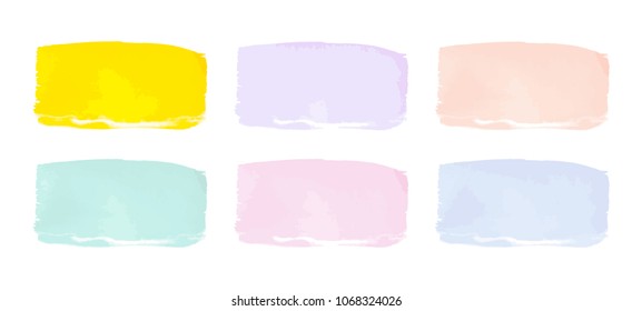 Vector colorful paint smear stroke stain set. Abstract textured art illustration. Acrylic Texture Paint Stain Illustration. Hand drawn brush strokes vector elements. Spring and summer colors.