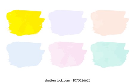Vector colorful paint smear stroke stain set. Abstract textured art illustration. Acrylic Texture Paint Stain Illustration. Hand drawn brush strokes vector elements. Spring and summer colors.