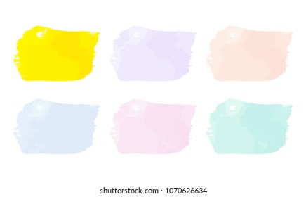 Vector colorful paint smear stroke stain set. Abstract textured art illustration. Acrylic Texture Paint Stain Illustration. Hand drawn brush strokes vector elements. Spring and summer colors.