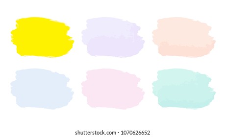 Vector colorful paint smear stroke stain set. Abstract textured art illustration. Acrylic Texture Paint Stain Illustration. Hand drawn brush strokes vector elements. Spring and summer colors.