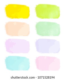 Vector colorful paint smear stroke stain set. Abstract textured art illustration. Acrylic Texture Paint Stain Illustration. Hand drawn brush strokes vector elements. Spring and summer colors.