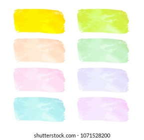 Vector colorful paint smear stroke stain set. Abstract textured art illustration. Acrylic Texture Paint Stain Illustration. Hand drawn brush strokes vector elements. Spring and summer colors.