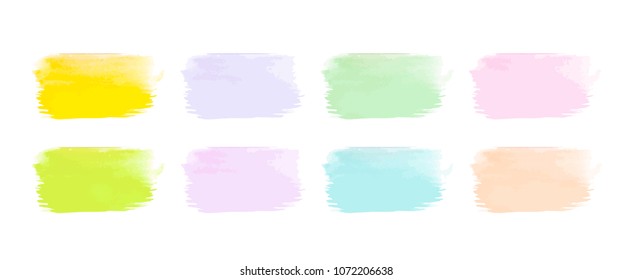 Vector colorful paint smear stroke stain set. Abstract textured art illustration. Acrylic Texture Paint Stain Illustration. Hand drawn brush strokes vector elements. Spring and summer colors.