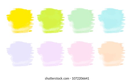 Vector colorful paint smear stroke stain set. Abstract textured art illustration. Acrylic Texture Paint Stain Illustration. Hand drawn brush strokes vector elements. Spring and summer colors.