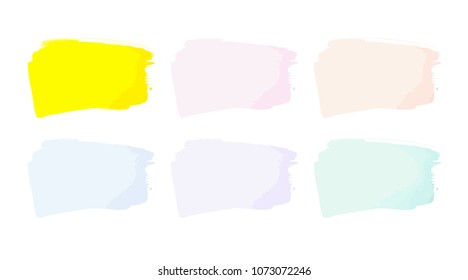 Vector colorful paint smear stroke stain set. Abstract textured art illustration. Acrylic Texture Paint Stain Illustration. Hand drawn brush strokes vector elements. Spring and summer colors.