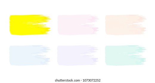 Vector colorful paint smear stroke stain set. Abstract textured art illustration. Acrylic Texture Paint Stain Illustration. Hand drawn brush strokes vector elements. Spring and summer colors.