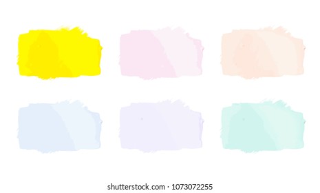 Vector colorful paint smear stroke stain set. Abstract textured art illustration. Acrylic Texture Paint Stain Illustration. Hand drawn brush strokes vector elements. Spring and summer colors.
