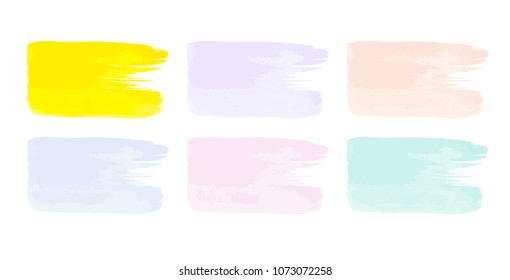 Vector colorful paint smear stroke stain set. Abstract textured art illustration. Acrylic Texture Paint Stain Illustration. Hand drawn brush strokes vector elements. Spring and summer colors.