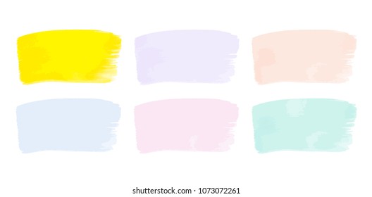Vector colorful paint smear stroke stain set. Abstract textured art illustration. Acrylic Texture Paint Stain Illustration. Hand drawn brush strokes vector elements. Spring and summer colors.