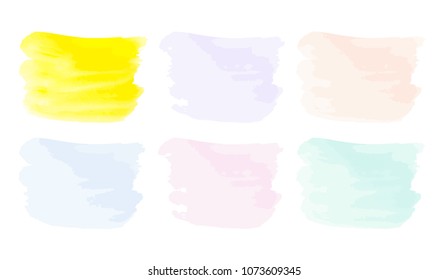 Vector colorful paint smear stroke stain set. Abstract textured art illustration. Acrylic Texture Paint Stain Illustration. Hand drawn brush strokes vector elements. Spring and summer colors.