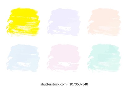 Vector colorful paint smear stroke stain set. Abstract textured art illustration. Acrylic Texture Paint Stain Illustration. Hand drawn brush strokes vector elements. Spring and summer colors.