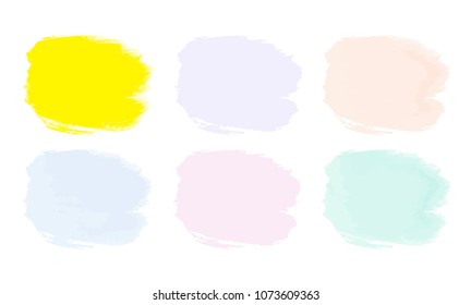 Vector colorful paint smear stroke stain set. Abstract textured art illustration. Acrylic Texture Paint Stain Illustration. Hand drawn brush strokes vector elements. Spring and summer colors.