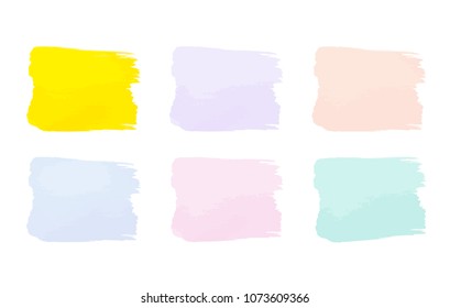 Vector colorful paint smear stroke stain set. Abstract textured art illustration. Acrylic Texture Paint Stain Illustration. Hand drawn brush strokes vector elements. Spring and summer colors.