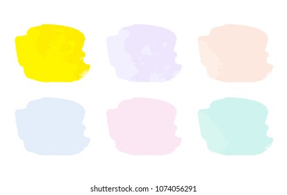 Vector colorful paint smear stroke stain set. Abstract textured art illustration. Acrylic Texture Paint Stain Illustration. Hand drawn brush strokes vector elements. Spring and summer colors.