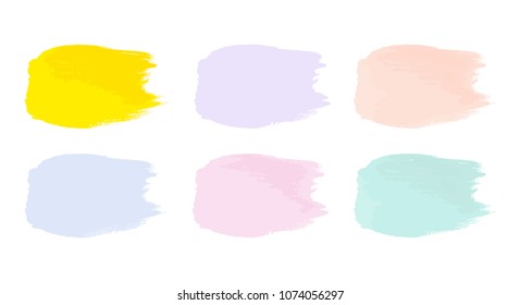 Vector colorful paint smear stroke stain set. Abstract textured art illustration. Acrylic Texture Paint Stain Illustration. Hand drawn brush strokes vector elements. Spring and summer colors.