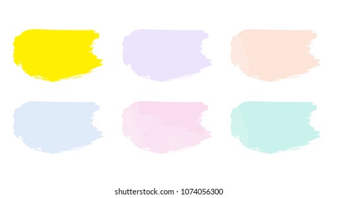 Vector colorful paint smear stroke stain set. Abstract textured art illustration. Acrylic Texture Paint Stain Illustration. Hand drawn brush strokes vector elements. Spring and summer colors.