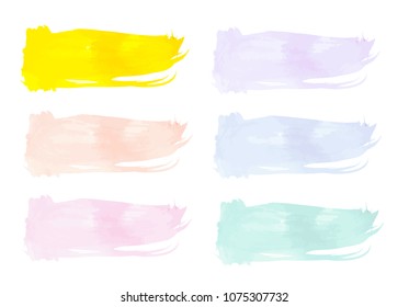 Vector colorful paint smear stroke stain set. Abstract textured art illustration. Acrylic Texture Paint Stain Illustration. Hand drawn brush strokes vector elements. Spring and summer colors.