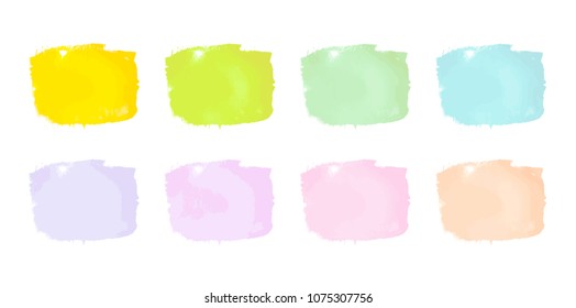 Vector colorful paint smear stroke stain set. Abstract textured art illustration. Acrylic Texture Paint Stain Illustration. Hand drawn brush strokes vector elements. Spring and summer colors.