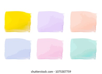 Vector colorful paint smear stroke stain set. Abstract textured art illustration. Acrylic Texture Paint Stain Illustration. Hand drawn brush strokes vector elements. Spring and summer colors.