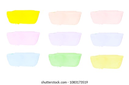 Vector colorful paint smear stroke stain set. Abstract textured art illustration. Acrylic Texture Paint Stain Illustration. Hand drawn brush strokes vector elements. Spring and summer colors.