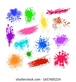 Vector colorful paint splases set isolated on white background, different colors design elements collection.