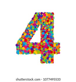 Vector colorful paint splashes font, numeral 4