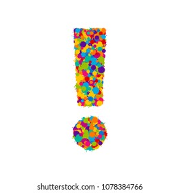 Vector colorful paint splashes font, exclamation mark